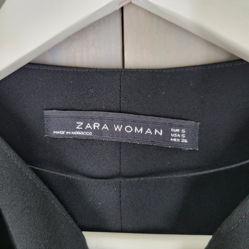 Zara Woman Vest Women Small Black Open Front Drape Waterfall Tie Back Sleeveless - Picture 6 of 8